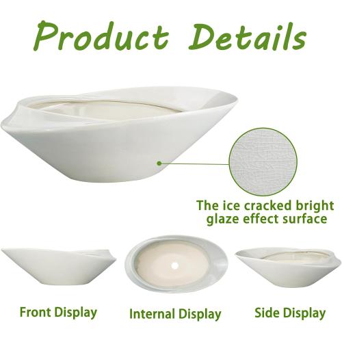 18 Inch Ceramic Bonsai Planter Pot with Drainage Hole, Glazed Large Plant Pot Succulent Planter for Indoor and Outdoor Plants Gray