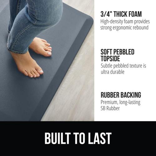 GORILLA GRIP Comfortable Cushioned Kitchen Mats for Floor, 39x20, Waterproof and Stain Resistant Soft Top, 3/4 Inch Thick Ergonomic Standing Desk Anti Fatigue Mat, Foam Supports Ankles, Feet, Charcoal