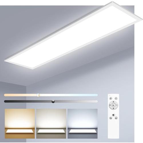 zemty LED Flat Panel Light with Remote 31.4x9.8 Inch, 35W 4000LM 3000K-6000K Adjustable Color Temperature, Dimmable Flush Mount Ceiling Light Fixture for Kitchen Bedroom Garage