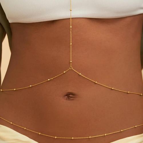 14K Gold Plated Body Chain for Women, Rhinestone Layered Belly Waist Chain, Adjustable Crossover Bikini Bra Body Jewelry with Extension Chain