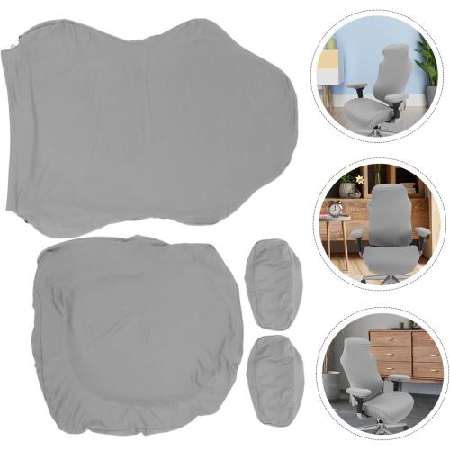 Gaming Chair Cover Set Stretchable Elastic Armrest Covers for Office and Gaming Chairs Soft Milk Silk Material Washable Protector for Home Office Use Light Gray