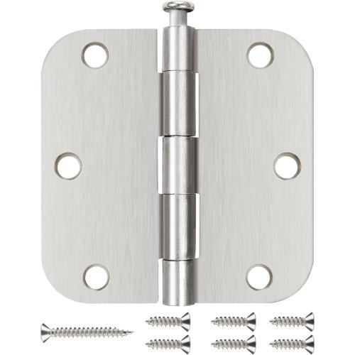 Interior Door Hinges Brushed Nickel 3 Pack Rounded Bedroom Door Hinge Satin Nickel 3.5 x 3.5 inch,5/8 Radius 3 ½x 3 ½ Silver 3 1/2 Inch Door Hinges for RV Trailer Residential Hinges for Wood,Doors