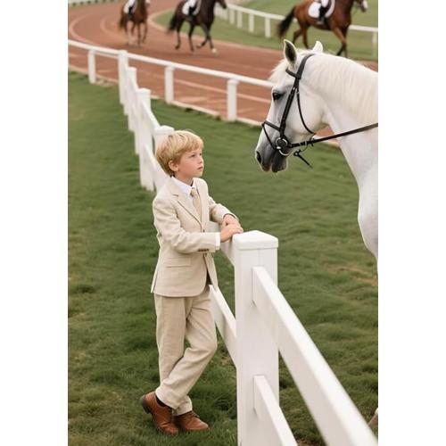 Set of 3 Size 6Y Boys Linen Suits for Kids Summer Slim Fit 3 Piece Beach Wedding Outfit Light Weight Tuxedo Linen Suit Set