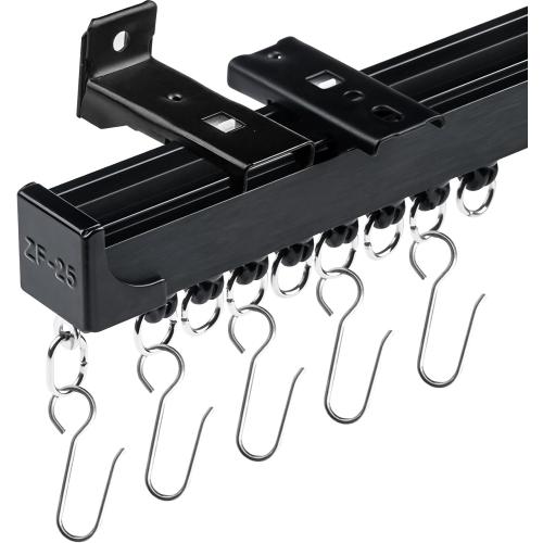 MLOQI Curtain Tracks Ceiling Wall Mounted with Soundproof Strips, Curtains Tracks Rails System, Black Ceiling Track for Curtains 3-6 Feet