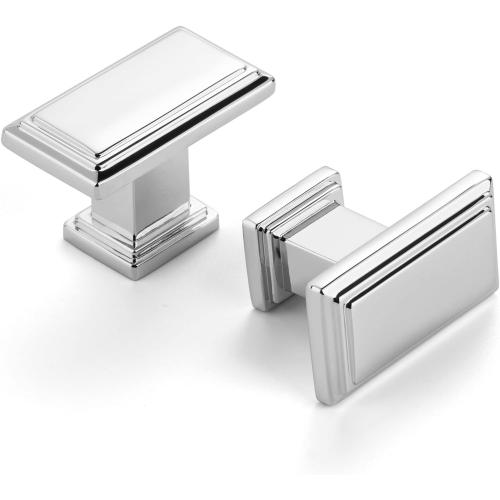 10 Pack 1-1/2 Inch Polished Chrome Cabinet Knobs Chrome Drawer Knobs Rectangular Chrome Cabinet Pulls, ZK2206 Kitchen Hardware for Cabinets Drawers Bedroom Dresser Cupboard Bathroom Vanity
