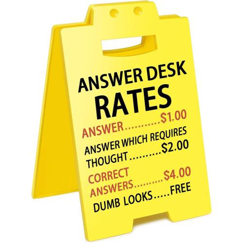 Employee Appreciation Gifts Funny Office Cubicle Decor Answer Desk Rates Desk Sign Team Office Gag Gifts for Coworker Teammate Employee Boss Manager