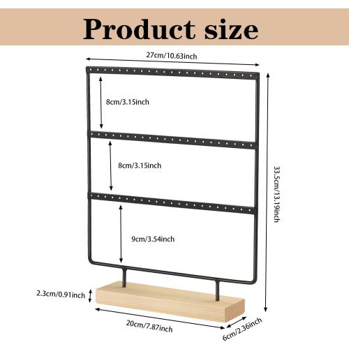 Earring Organizer Stand, Earring Holder Display Stand for Vendors(3 Tiers & 66 Holes)