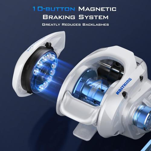 KastKing Centron Lite Baitcasting Fishing Reels with 7.1:1 Gear Ratio | Max Drag: 15.4 lb, 5 1 Anti-Reverse BB, 7.6 oz, Lightweight Glass Fiber Infused Nylon Frame, 10-Button Magnetic Brake