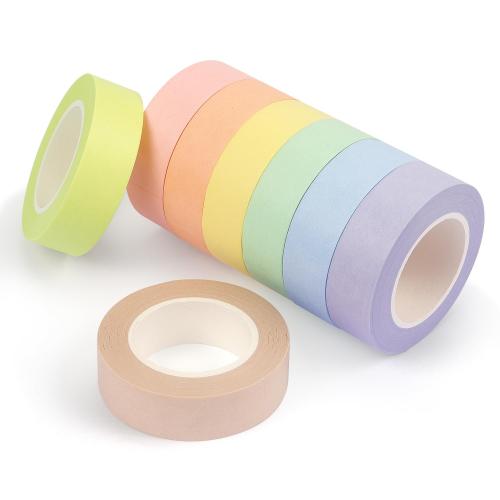 Hutou 8 Rolls Washi Tape Colored Masking Tape 1/2 Inch, Pastel Colors