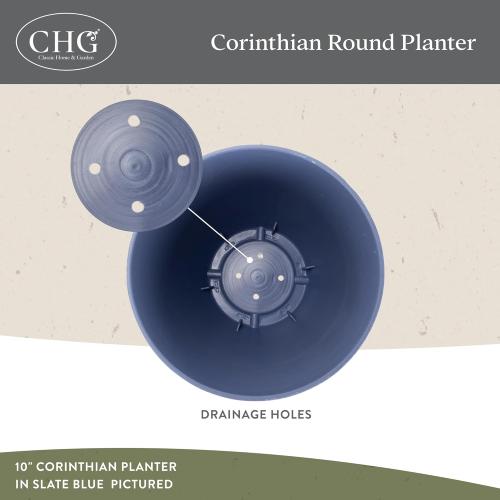 Classic Home and Garden Corinthian Resin Planter Pot - Outdoor & Indoor Plant Pot - Round Planter for Plants & Flowers (16 Ivory Ash, Pack of 1)