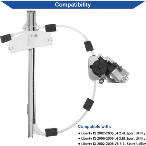 741-526 Front Left Driver Side Power Window Motor and Regulator Assembly Compatible with Jeep Liberty KJ 2002-2006