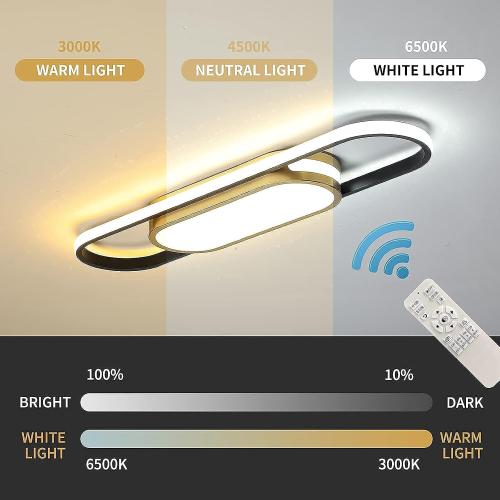 Tioolo Modern LED Flush Mount Ceiling Lights Dimmable LED Ceiling Lamp with Remote Control 2.3ft Acrylic Linear Ceiling Lighting Fixtures for Living Room Kitchen Dining Room Bedroom (40W/3000-6500K)