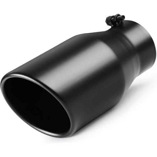 A-KARCK 4 Inch Exhaust Tip, Universal 4'' Inlet 6 Outlet 12 Long Stainless Steel Bolt On Exhaust Tailpipe Black Muffler Tip for Truck
