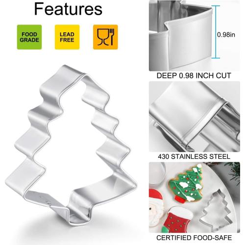 Christmas Cookie Cutters, 8Pcs Winter Holiday Cookie Cutter Set, Stainless Steel Metal Cutter with Gingerbread Men,Christmas Tree,Snowflake, Candy Cane, Angel, Santa Face,Stocking,Mitten
