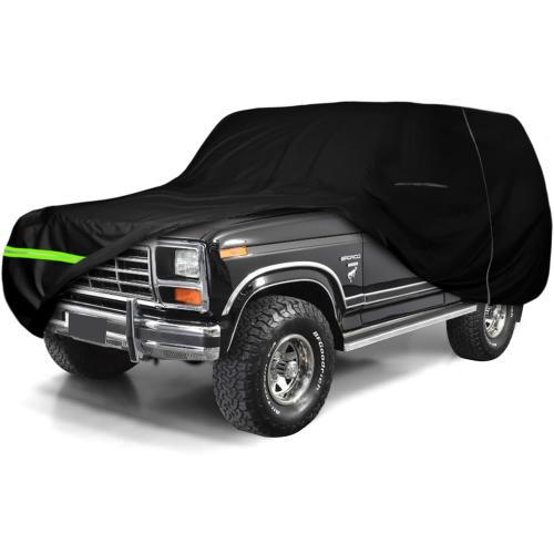 Waterproof Car Covers Replace for 1978-1996 Ford Bronco, 6 Layers All Weather Custom-fit Car Cover with Zipper Door & Windproof Bands for Snow Rain Dust Hail Protection