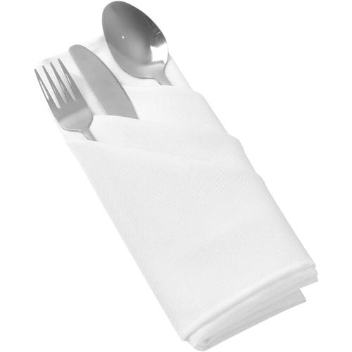 25pcs Polyester Cloth Napkins - 17 x 17 inch White Dinner Washable Napkins with Hemmed Edges for Restaurant/Wedding/Hotel(25,White)