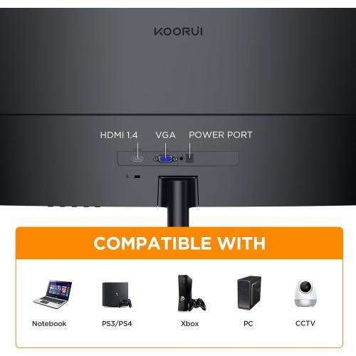 KOORUI 24 inch Curved Monitor, Full HD 1080P Curved Computer Monitor, 100Hz 1500R PC Screen, TÜV Rheinland Certified, HDMI VGA, Tilt Adjustment, LCD Display, Eye Care, Black 24N5CA