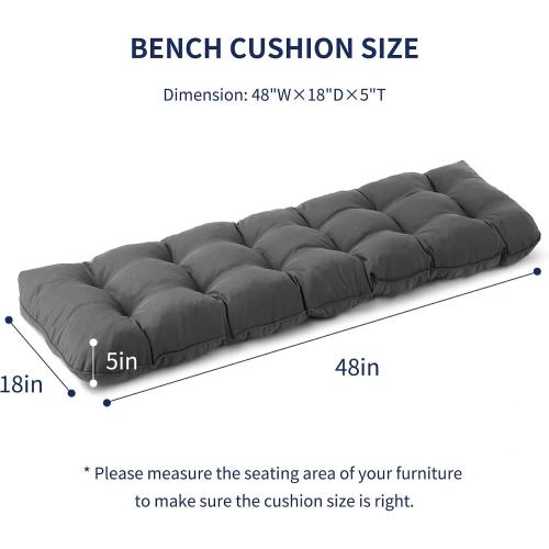 Outdoor Bench Cushion, 59 x 18 Inch, Dark Grey