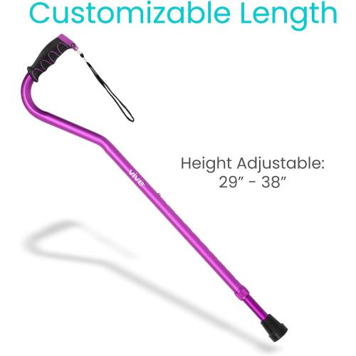 Vive Walking Cane for Women, Men, Elderly - Patented Offset Grip - Lightweight Adjustable Walking Aid with a Non-Slip Tip - Sturdy Balancing Mobility Aid for Seniors