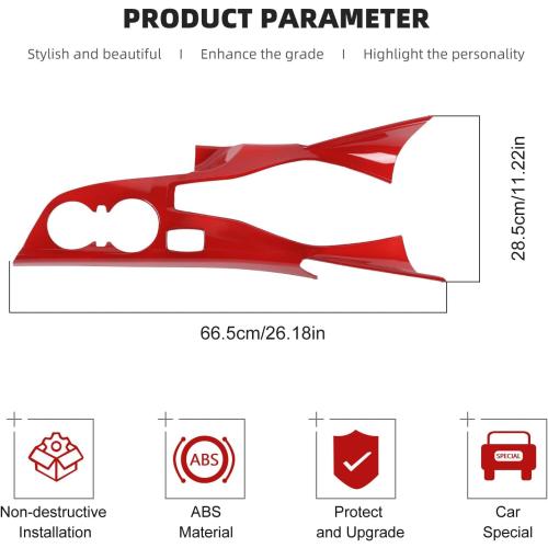CheroCar Center Console Gear Shift Panel Trim Cover Interior Decoration for Chevrolet Camaro 2016  (Red)