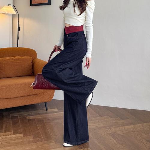 Fashion High Waist Women's Jeans Y2K Casual Baggy Wide Leg Neckline Style Waist Design Straight Jeans XL