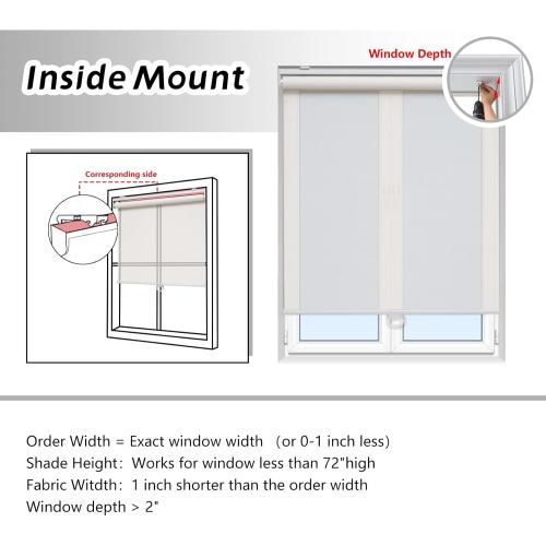 AOSKY Cordless Roller Shades for Windows Light Filtering Shades with 5% Openness Solar Screen Semi Sheer Roller Blinds UV Protection for Office and Home. Easy to Install 56 W x 72 H (White)