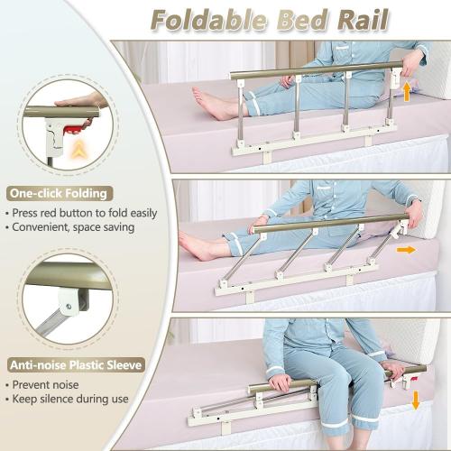 Bed Rails for Elderly Adults Safety Seniors Bed Cane Assist Bar Railings Handle Bedside Rail Adjustable Hospital Assistive Devices Guard Fall Prevention Handicap Grab Bar Support Rail