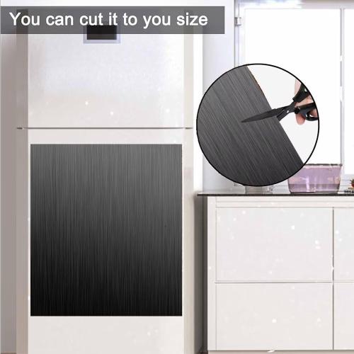 Black Brushed Stainless Steel Dishwasher Magnet Skin Cover, Black Metal Pattern Front Dishwasher Cover Magnet Decoration, Stainless Steel Home Cabinet Decals Appliances Sticker - 23L x 26H Magnetic