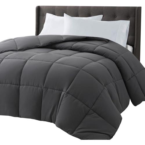 COHOME Queen Size Comforter - Down Alternative Duvet Insert with Anti-Clump Tech & 8 Tabs, All-Season Reversible Luxury Hotel Bedding - Gifts for Women/Men, Dark Grey 88''x88''