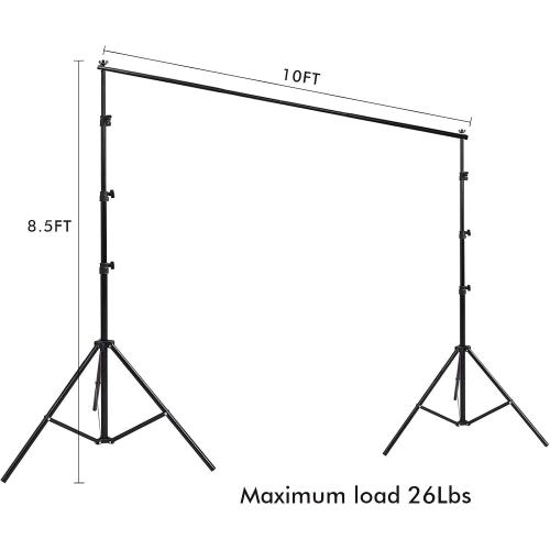 Size 10ft x 8.5ft Adjustable Photography Backdrop Support System Photo Video Studio Muslin Background Stand Kit with Carry Bag