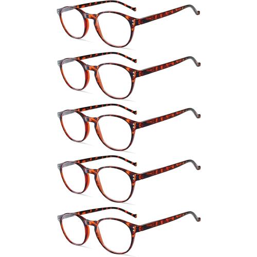 NORPERWIS 5 Pairs Reading Glasses - Standard Fit Spring Hinge Readers Glasses for Men and Women (5Tortoise, 2.5, x)