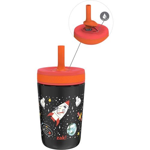 Multicolor 12oz Zak Designs Kelso Toddler Cups For Travel or At Home, 12oz Vacuum Insulated Stainless Steel Sippy Cup With Leak-Proof Design is Perfect For Kids (Spaceships)