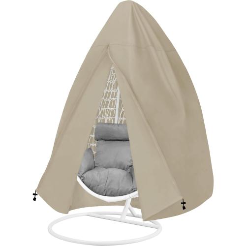 Easy-Going Patio Hanging Egg Chair Cover, UV Resistant Waterproof Outdoor Single Seat Swing Chair Cover with Zipper, Camel