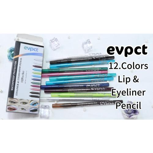 evpct 12Pcs Green Blue White Black Brown Purple Color Gel Glitter Eyeliner Pencils Set for Women Waterline Waterproof Smudge Proof lapiz de ojos delineador de ojos contra el agua Eye Liner Makeup 1-5