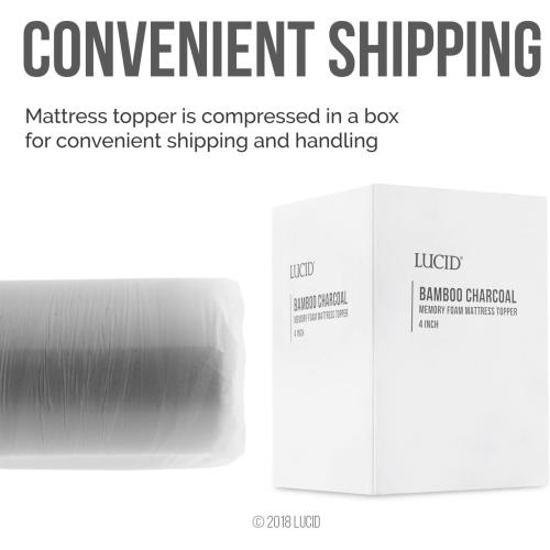 Lucid 4 Inch Bamboo Charcoal Infused Memory Foam Mattress Topper - Twin Size – Moisture and Odor Control - Ventilated - Ultra Plush Feel, Pressure-Relief Bed Topper – CertiPur Certified