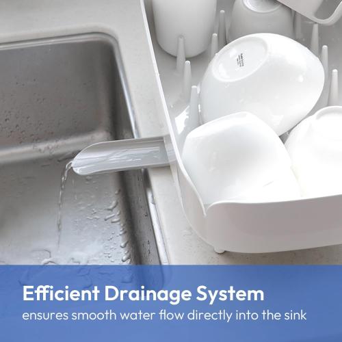 carrotez Split-Design Small Dish Drying Rack 9.5'' × 15.9'' × 4.9'' - White