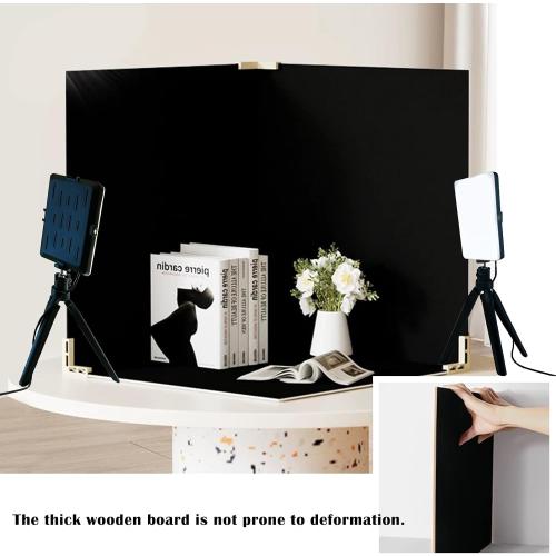 14PCS Absobent Black Flocked Photography Backdrop Boards with LED Lighting Studio Kit 16x16 inch Anti-Glare Photo Background Backdrop Shooting Tent for Product Food Jewelry Cosmetics Makeup