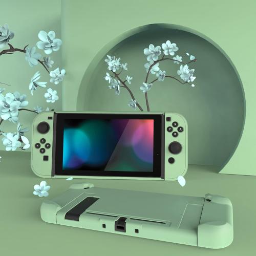 eXtremeRate PlayVital Back Cover for Nintendo Switch Console,Joycon Handheld Controller Separable Protector Hard Shell,Dockable Protective Case for Nintendo Switch - Matcha Green (NOT for Switch 2)