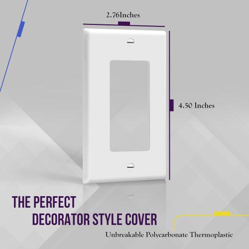 ENERLITES Decorator Light Switch or Receptacle Outlet Wall Plate, Size 1-Gang 4.50 Inches x 2.76 Inches, Unbreakable Polycarbonate Thermoplastic, 8831-W-10PCS, White (10 Pack), UL Listed