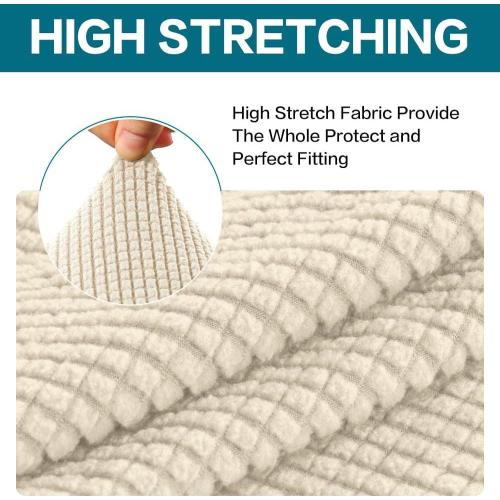 Turquoize 2 Piece Chair Covers for Living Room Armchair Cover Armchair Slipcovers with Arms Feature Thick Jacquard Fabric (Chair,Biscotti Beige)