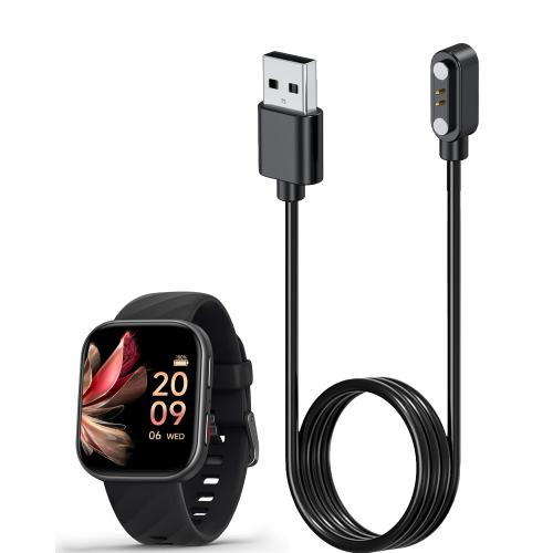 Smart Watch Charger for FITVII HM57 3.3Ft/100cm 2 Pin USB Portable Magnetic Charging Cable Cord for FITVII HM57 Smart Watch