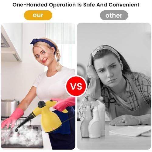 Handheld Steam Cleaner - Multipurpose Pressurized Steamer, Fast Heat w/ 9.18FT Cord - Chemical-Free Steam Cleaner for Home, Grout, Cars, Upholstery, Windows, Bathrooms & More