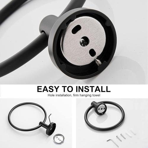 SetSail Towel Holder for Bathroom Wall Matte Black Towel Ring Stainless Steel Hand Towel Holder Heavy Duty Towel Hanger for Bath, Kitchen