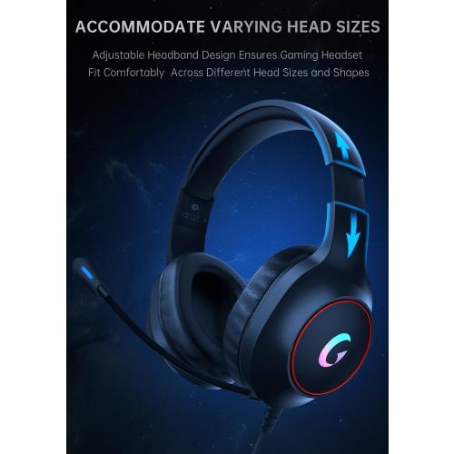 CM7002 Gaming Headset for PS5, PS4, PC, Mac, Switch, Xbox Series, Surround Sound RGB Gaming Headphones with Noise Canceling Microphone, 50MM Dynamic Drivers, 3.5MM Audio Jack, Black