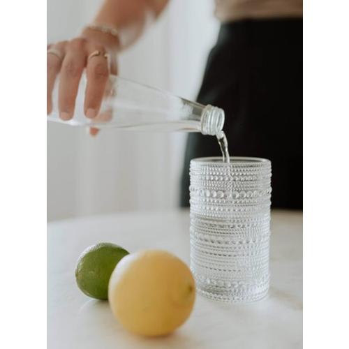 ZOOFOX Set of 8 Vintage Drinking Glasses, 13 oz Clear Hobnail Glasses Tumbler, Embossed Design Glassware for Beverages, Water, Juice, Beer, Cocktail, Whiskey and Milk