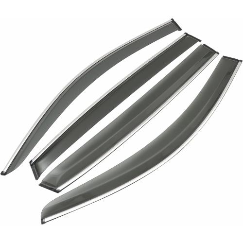 MotorFansClub 4PCS Window Visor Vent Fit for Acura MDX 4 Door 2014 2015 2016 2017 2018 2019 2020 2021 Window Deflectors Sun Rain Guard Smoke Color with Chrome Trim