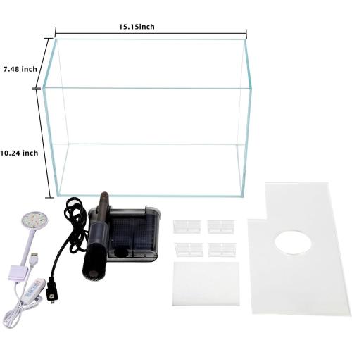 Vimvins 5 Gallon Glass Small Fish Tank with Filter Light and Lid, Betta Aquarium Starter Kits