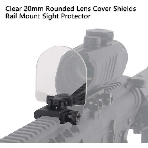 FOCUHUNTER Sight Protector for Scope Optic 3mm High Impact Shield Protector Rounded Foldable Lens Cover Shields Rail Mounted 20mm Clear Transparent Scope Lens