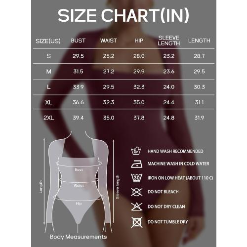 Size S PINKMSTYLE Womens Mesh Square Neck Long Sleeve Bodysuit Going Out Tops Date Night Outfit 2025