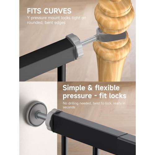 29.5-40.5 Baby Gate for Stairs, Dog Gate for Doorways, Walk Thru Auto Close Metal Baby Safety Gate for The House, Stairs and Doorways, Child Gate Pressure Mounted, Pet Gate for Dog Indoor - Black